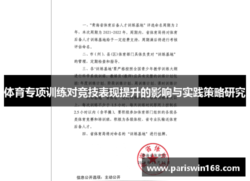 体育专项训练对竞技表现提升的影响与实践策略研究